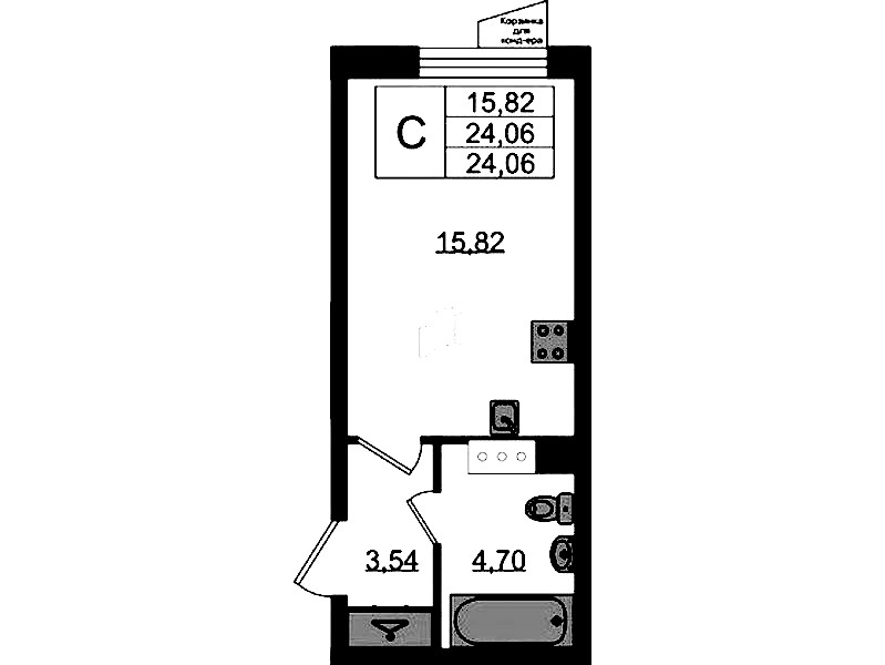 Квартира студия 24.06 м², 2/11 эт., ЖК «VEREN NORT Сертолово»